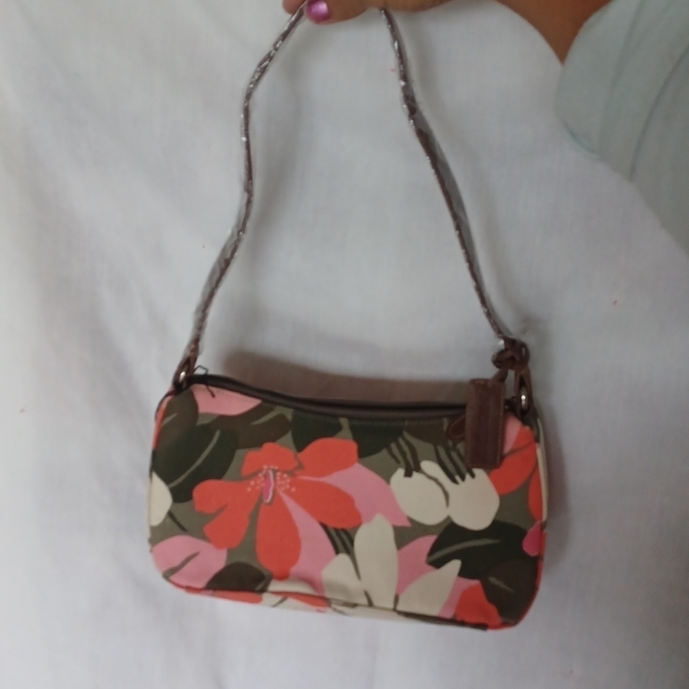 New Dockers handbag unique floral pattern, pink, brown, 10"x5"